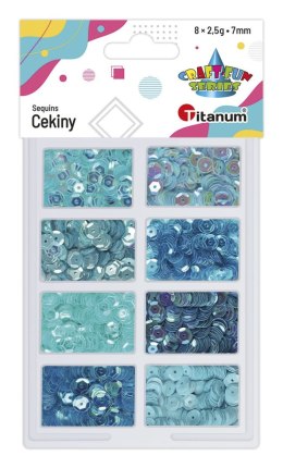 Cekiny Titanum Craft-Fun Series okrągłe zestaw 8 kolorów niebieskie (3G8P 160161)