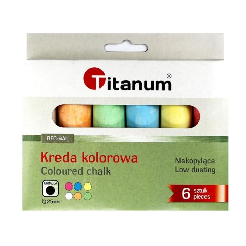 Kreda chodnikowa Titanum kolorowa 6 szt. okrągła śr. 25 mm