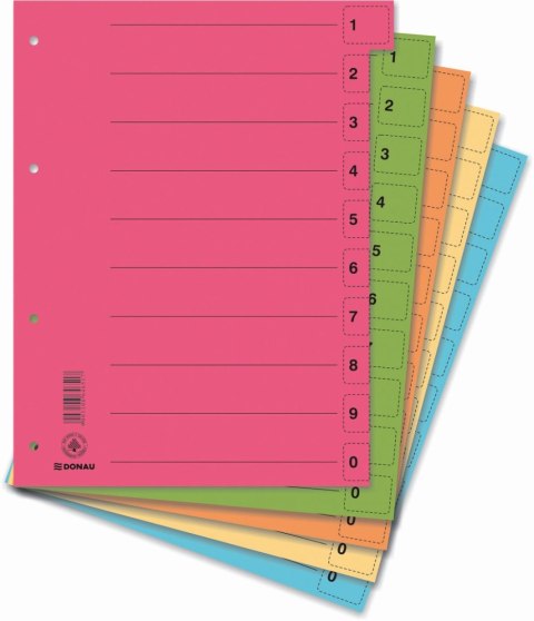 Przekładka numeryczna A4 mix kolorów 250g 100k 1-10 [mm:] 235x300 Donau (8610001S-99)