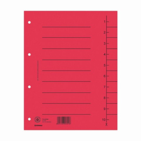 Przekładka numeryczna A4 mix kolorów 250g 100k 1-10 [mm:] 235x300 Donau (8610001S-99)