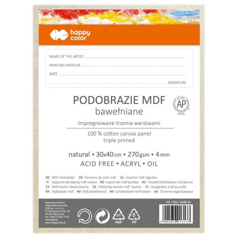 Podobrazie naturalne [mm:] 300x400 Happy Color (HA 7391 3040-N)