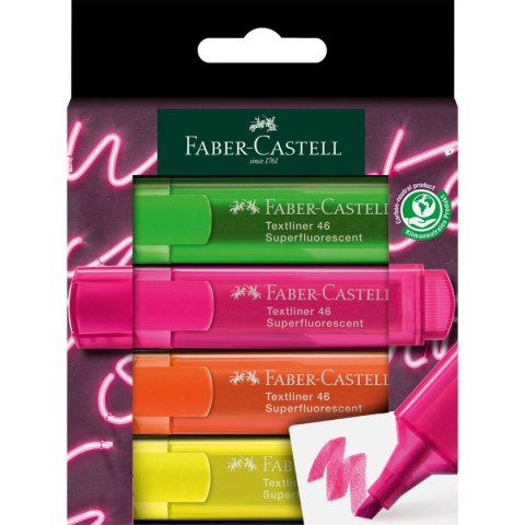 Zakreślacz Faber Castell Super Neon 4 kol., mix 1,0-5,0mm (254600 FC)