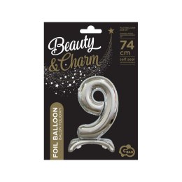 Balon gumowy Godan Beauty&Charm cyfra stojąca srebrna Srebrny (BC-ASS9)