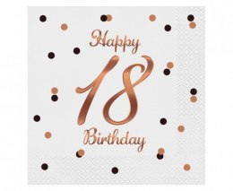 Serwetki Godan 18 Birthday,nadruk różowo-złoty biała papier [mm:] 330x330 (PG-S18B)