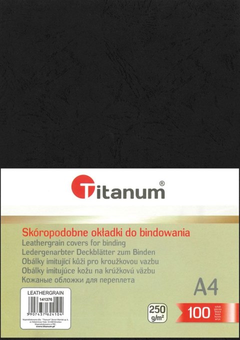 Karton do bindowania skóropodobny A4 czarny 250g Titanum