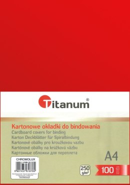 Karton do bindowania błyszczący - chromolux A4 czerwony 250g Titanum