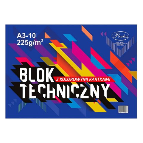 Blok techniczny Protos A3 kolorowy 225g 10k