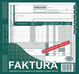 Druk offsetowy Faktura VAT brutto 2/3 A4, 80 kartek,o+1kopia 2/3 A4 80k. Michalczyk i Prokop (142-2E)