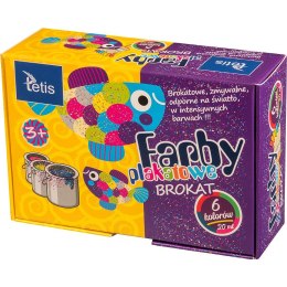 Farby plakatowe Tetis brokat kolor: mix 20ml 6 kolor. (KF003-A)