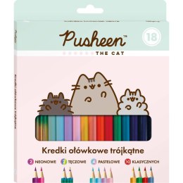 Kredki ołówkowe St.Right Pusheen 18 k ( 10 std, 2 neon+2 tęcza+ 5903235652042 18 kol. (4 pastel)