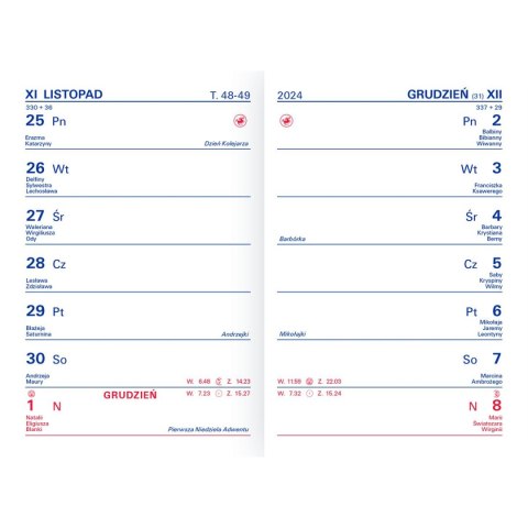 Kalendarz książkowy (terminarz) TIK IMPRESS kieszonkowy 82mm x 120mm Telegraph (K1)