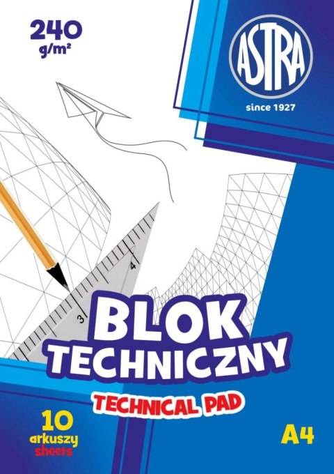 Blok techniczny Astra A4 biały 240g 10k