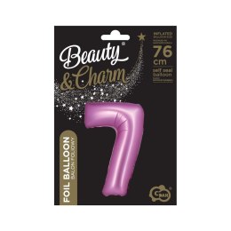 Balon foliowy Godan Beauty&Charm Cyfra 7 satynowy róż 76cm (CH-BSR7)