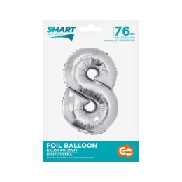 Balon foliowy Godan Smart cyfra 8 srebrna 76cm (CH-SSR8)