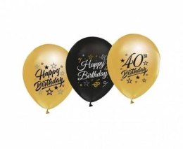 Balon gumowy Godan 40th Birthday czarno złote czarny 300mm 12cal (GP-ZC40)