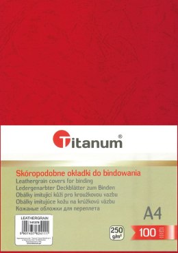 Karton do bindowania skóropodobny A4 czerwony 250g Titanum