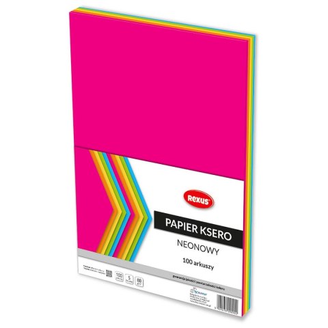 Papier kolorowy Rexus neonowy A4 mix 80g [mm:] 210x298 (609092)