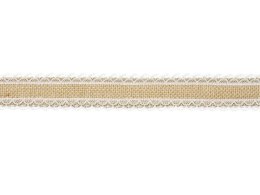 Juta Taśma jutowa z białą koronką szerokość ok. 4 cm, długość ok. 5 m Partydeco (TJ3-4)
