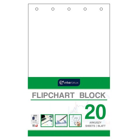 Blok do tablic flipchart A1 20k. 80g czysty [mm:] 1000x640 Interdruk (FLI20)