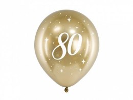 Balon gumowy Partydeco Glossy 80 urodziny złoty 300mm (CHB14-1-80-019-6)