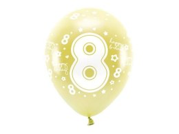 Balon gumowy Partydeco cyfra 8 (1 op. / 6 szt.) złoty 330mm (ECO33M-208-019J-6)