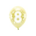 Balon gumowy Partydeco cyfra 8 (1 op. / 6 szt.) złoty 330mm (ECO33M-208-019J-6)