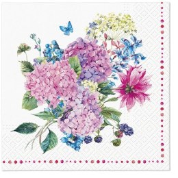 Serwetki Hydrangea Bouquet mix nadruk bibuła [mm:] 330x330 Paw (TL123700)