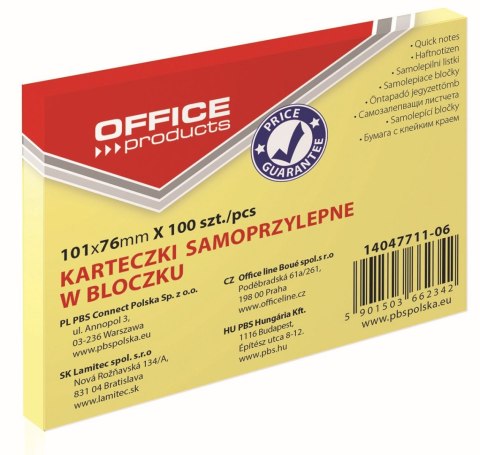 Notes samoprzylepny (karteczki) żółty jasny 100k [mm:] 101x76 Office Products (14047711-06)