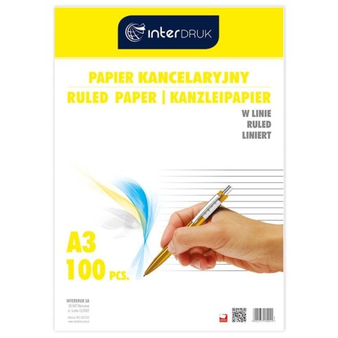 Papier kancelaryjny A3 linia [mm:] 297x420 Interdruk (PAKA100L)