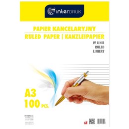 Papier kancelaryjny A3 linia [mm:] 297x420 Interdruk (PAKA100L)