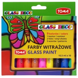 Farba do malowania na szkle Toma kolor: mix 10,5ml 9 kolor. (TO-750 0 2)