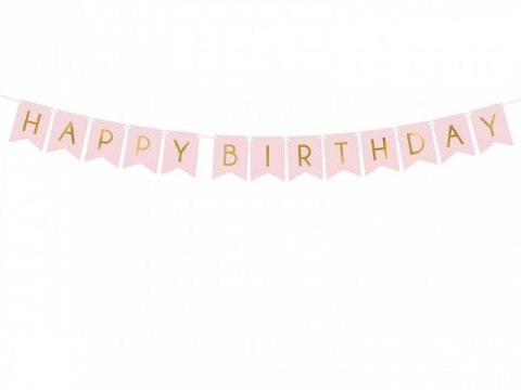 Girlanda Partydeco Baner Happy Birthday, j. różowy, 15 x 175 cm (GRL57-081J)