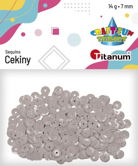 Cekiny Titanum Craft-Fun Series okrągłe 7mm szary jasny 14g Cekiny Titanum Craft-Fun Series okrągłe 7mm szary jasny 14g