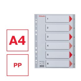 Przekładka numeryczna Esselte A4 szara 6k 1-6 (100104)