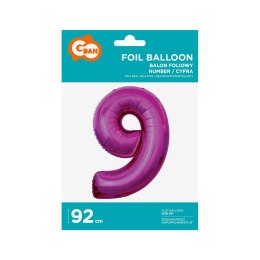 Balon foliowy Godan cyfra 9 różowa 85 cm 45cal (FG-C85r9)