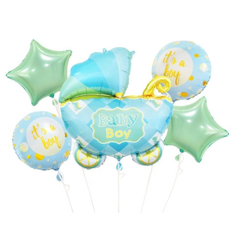 Balon foliowy Godan zestaw 5 szt. wózek niebieski (BZ-HWZN) Balon foliowy Godan zestaw 5 szt. wózek niebieski (BZ-HWZN)