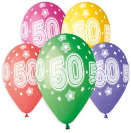 Balon gumowy Godan z nadrukiem liczby 50 13 cali, 5 sztuk 5 szt różne 13cal (GS120/50)