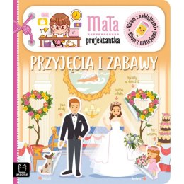 Książeczka edukacyjna Album z naklejkami. Mała projektantka. Przyjęcia i zabawy Aksjomat