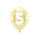 Balon gumowy Partydeco cyfra 5 (1 op. / 6 szt.) złoty 330mm (ECO33M-205-019J-6)