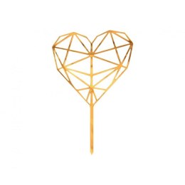 Dekoracja na tort akrylowa na tort Diamond Heart, złota, 16x10 cm Godan (PF-DADH)
