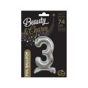 Balon gumowy Godan Beauty&Charm cyfra stojąca srebrna Srebrny 30cal (BC-ASS3)