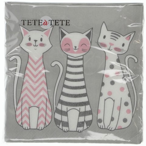 Serwetki Glam Cats mix nadruk bibuła [mm:] 330x330 Paw (TL699000)