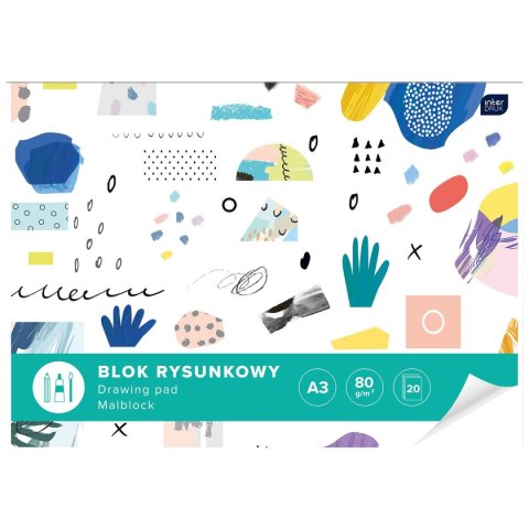 Blok rysunkowy A3 biały 80g 20k [mm:] 420x297 Interdruk (BLRA3)