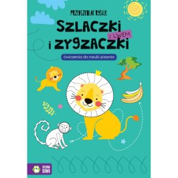 Książeczka edukacyjna Zielona Sowa Przedszkolak rysuje. Szlaczki i zygzaczki z lwem