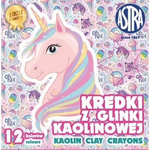 Kredki świecowe Astra jednorożec Z GLINKI KAOLINOWEJ 12 kol. Kredki świecowe Astra jednorożec Z GLINKI KAOLINOWEJ 12 kol.