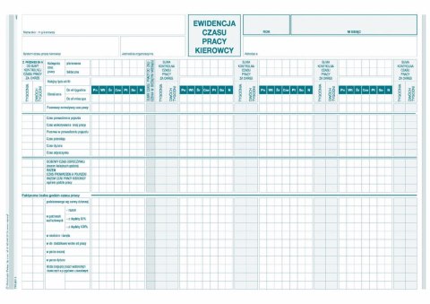 Druk offsetowy Michalczyk i Prokop Ewidencja czasu pracy kierowcy A4 40k. (817-1)