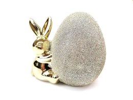 Ozdoba wielkanocna królik z jajkiem złoty 10,5cm One Dollar (367609)