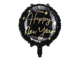 Balon foliowy Partydeco Happy New Year, 45 cm, czarny 18cal (FB162)