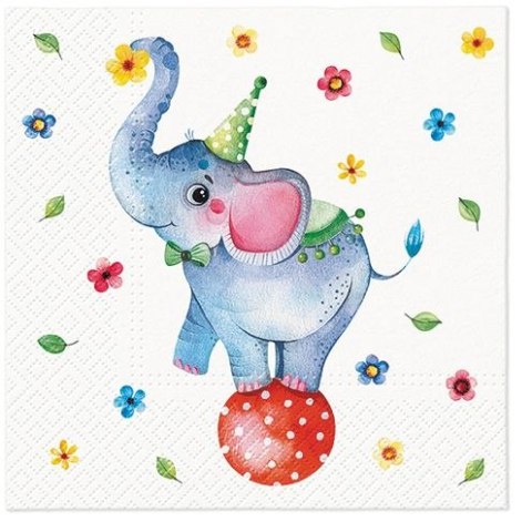 Serwetki Lunch Circus Elephant mix nadruk bibuła [mm:] 330x330 Paw (SDL135600)