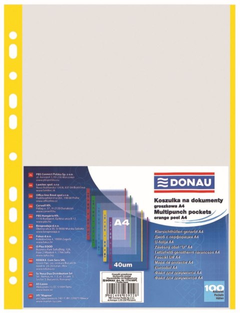 Koszulki na dokumenty Donau krystaliczna A4 kolor: przezroczysty typu L 40 mic. (1774100PL) Koszulki na dokumenty Donau krystaliczna A4 kolor: przezroczysty typu L 40 mic. (1774100PL)